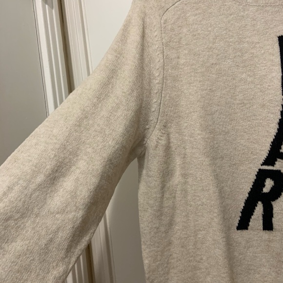 LOFT Paris Sweater Cream Black Eiffel Tower Knit Pullover Top Size Large - Picture 5 of 10